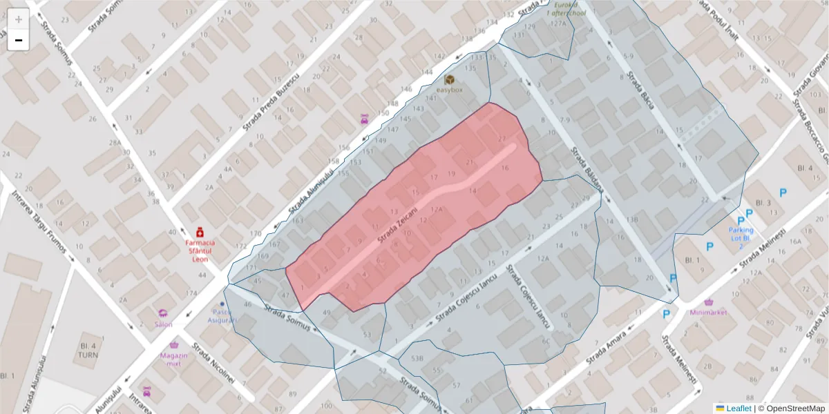 Hartă a codului poștal  și a codurilor poștale învecinate