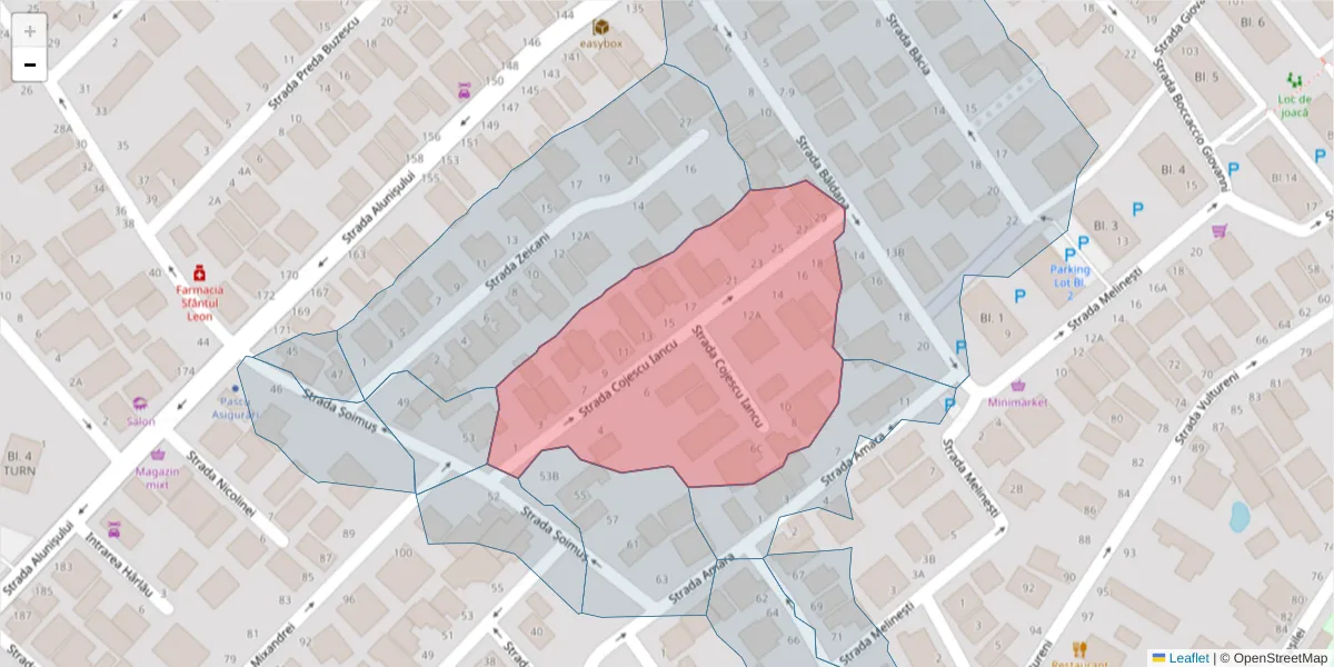 Hartă a codului poștal  și a codurilor poștale învecinate