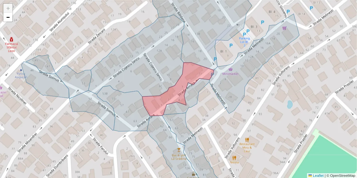 Hartă a codului poștal  și a codurilor poștale învecinate