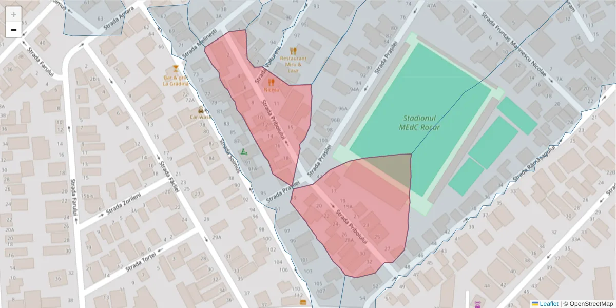 Hartă a codului poștal  și a codurilor poștale învecinate