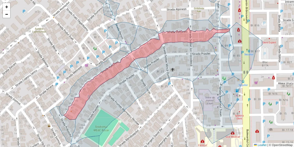 Hartă a codului poștal  și a codurilor poștale învecinate