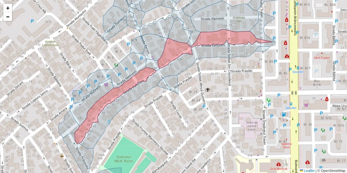 Hartă a codului poștal  și a codurilor poștale învecinate