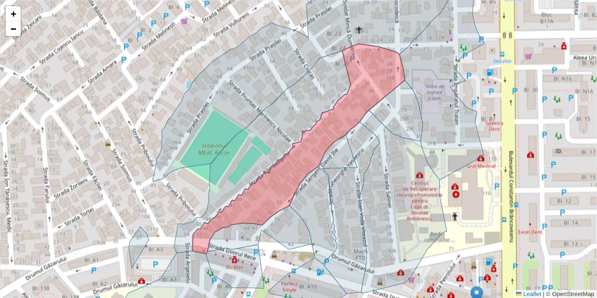 Hartă a codului poștal  și a codurilor poștale învecinate