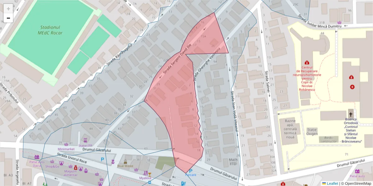 Hartă a codului poștal  și a codurilor poștale învecinate