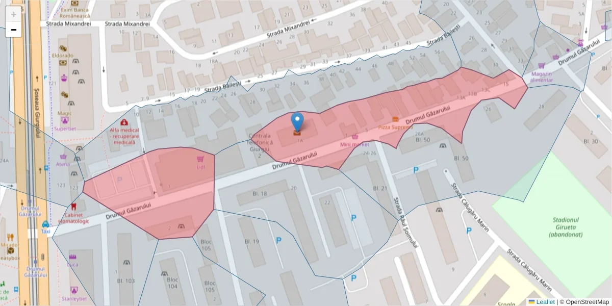 Hartă a codului poștal  și a codurilor poștale învecinate