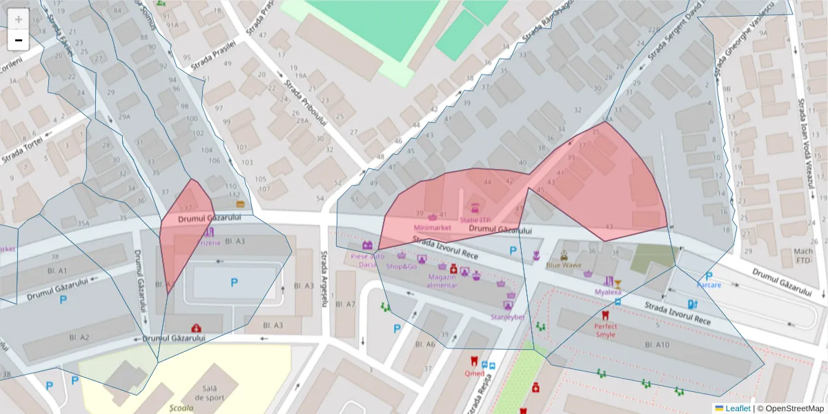 Hartă a codului poștal  și a codurilor poștale învecinate