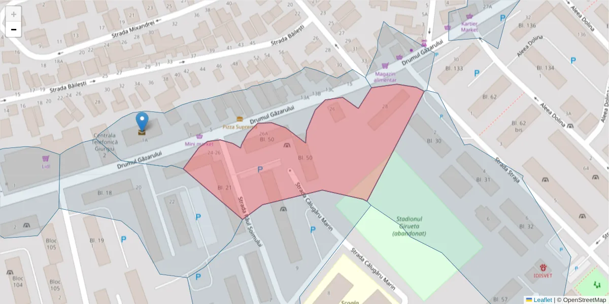 Hartă a codului poștal  și a codurilor poștale învecinate