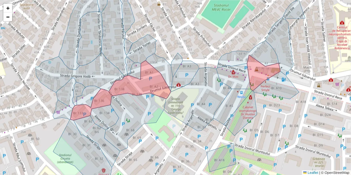 Hartă a codului poștal  și a codurilor poștale învecinate