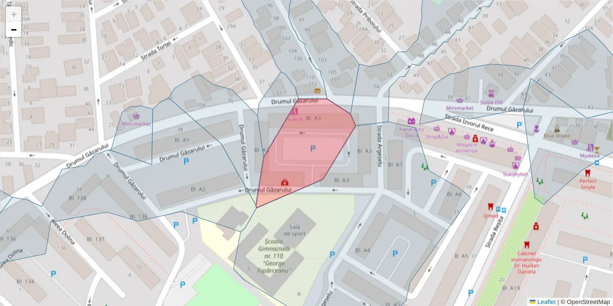 Hartă a codului poștal  și a codurilor poștale învecinate