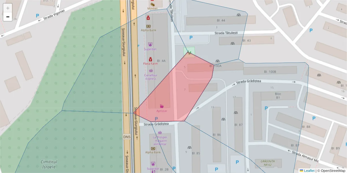 Hartă a codului poștal  și a codurilor poștale învecinate