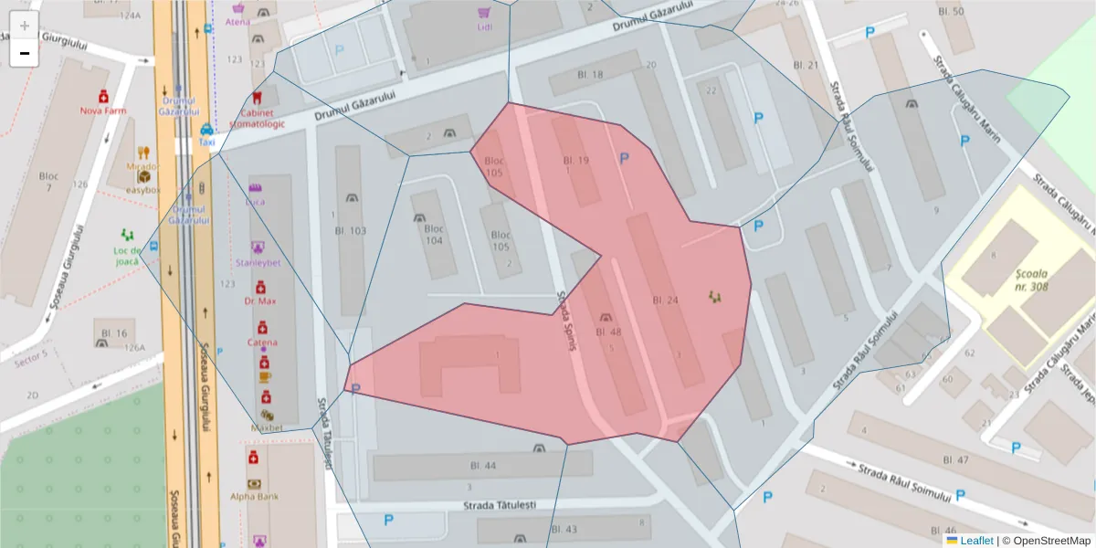 Hartă a codului poștal  și a codurilor poștale învecinate
