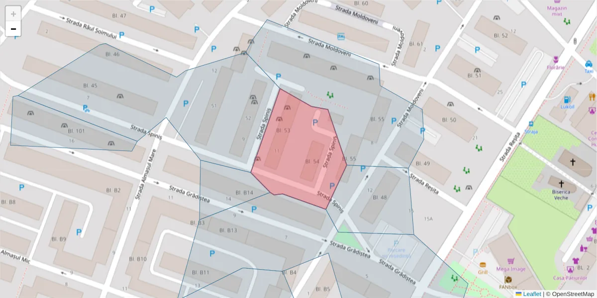 Hartă a codului poștal  și a codurilor poștale învecinate