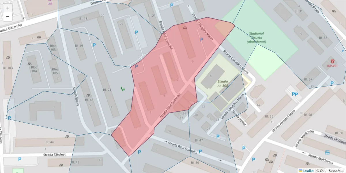 Hartă a codului poștal  și a codurilor poștale învecinate