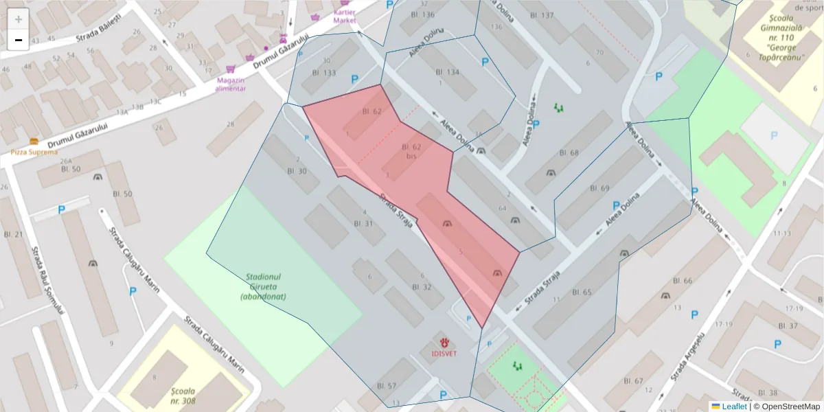 Hartă a codului poștal  și a codurilor poștale învecinate