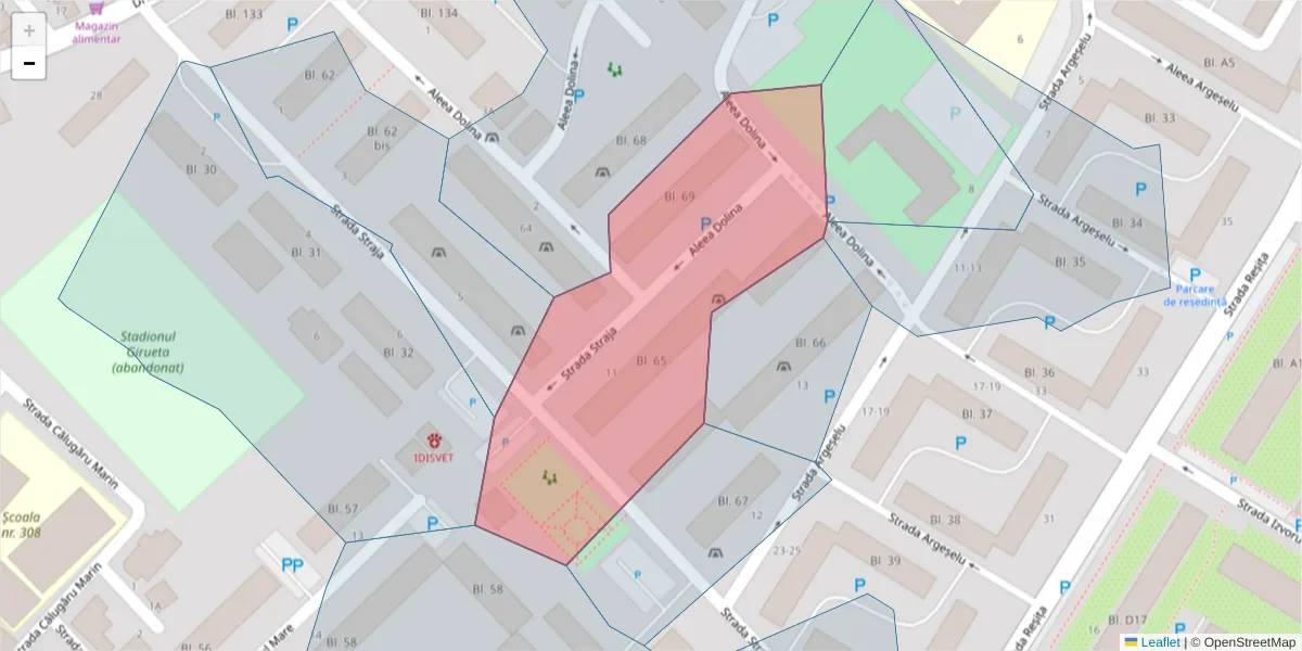 Hartă a codului poștal  și a codurilor poștale învecinate