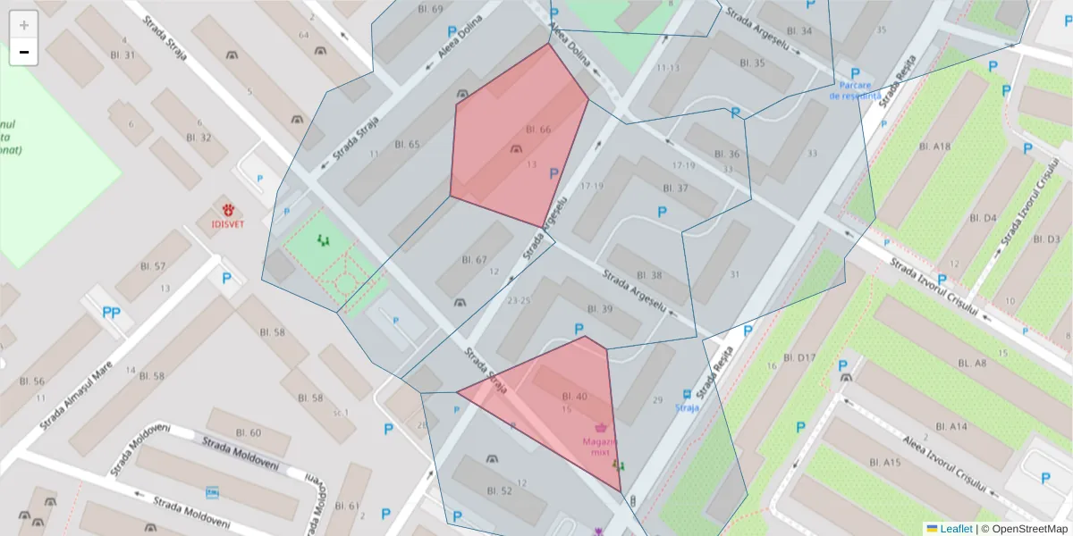 Hartă a codului poștal  și a codurilor poștale învecinate