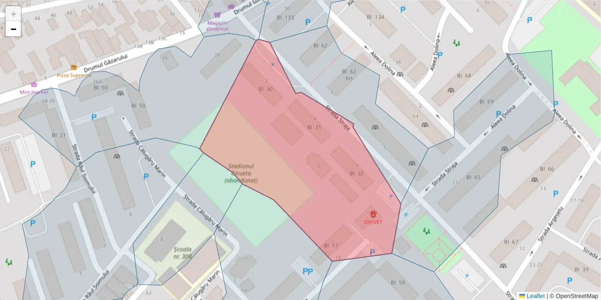 Hartă a codului poștal  și a codurilor poștale învecinate