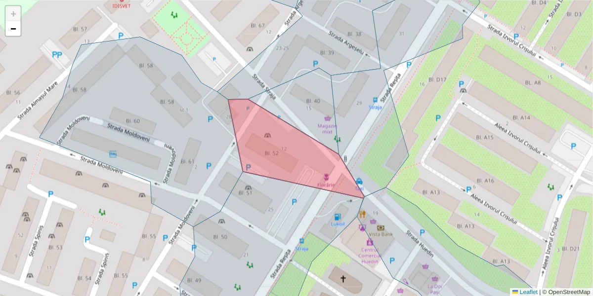 Hartă a codului poștal  și a codurilor poștale învecinate