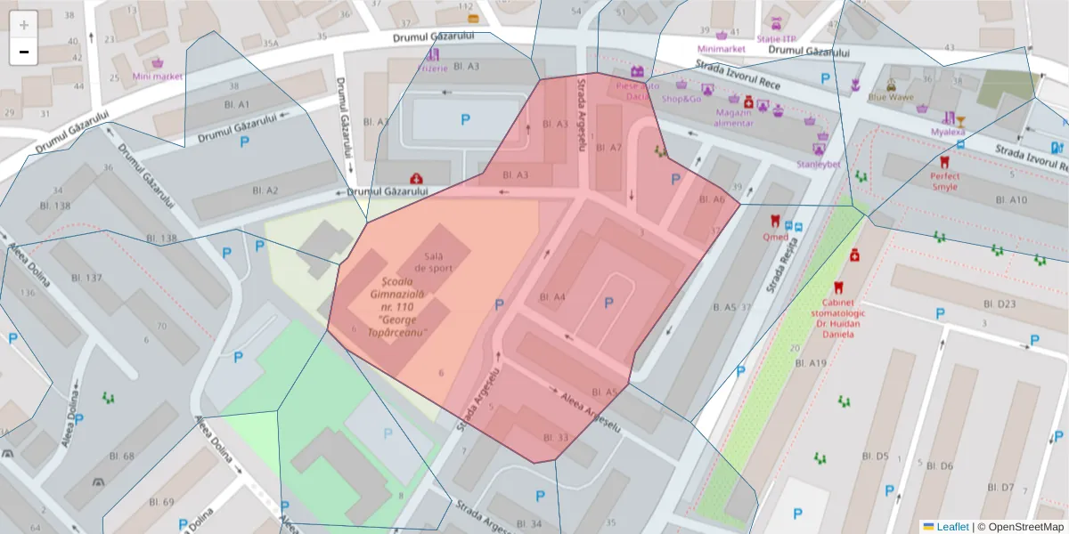 Hartă a codului poștal  și a codurilor poștale învecinate