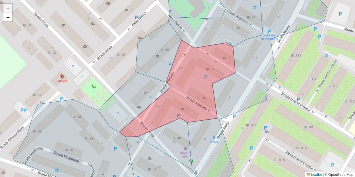 Hartă a codului poștal  și a codurilor poștale învecinate