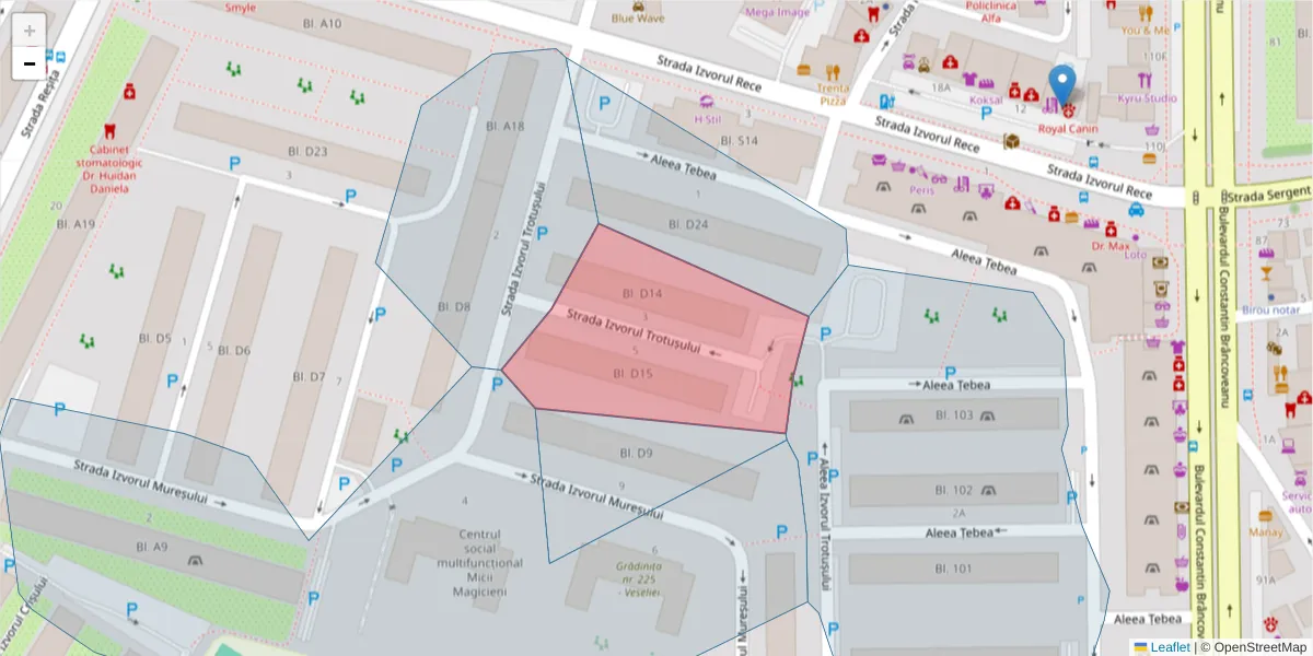 Hartă a codului poștal  și a codurilor poștale învecinate