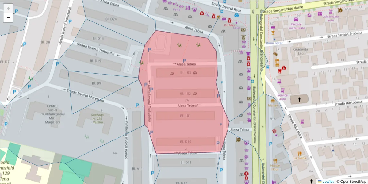 Hartă a codului poștal  și a codurilor poștale învecinate
