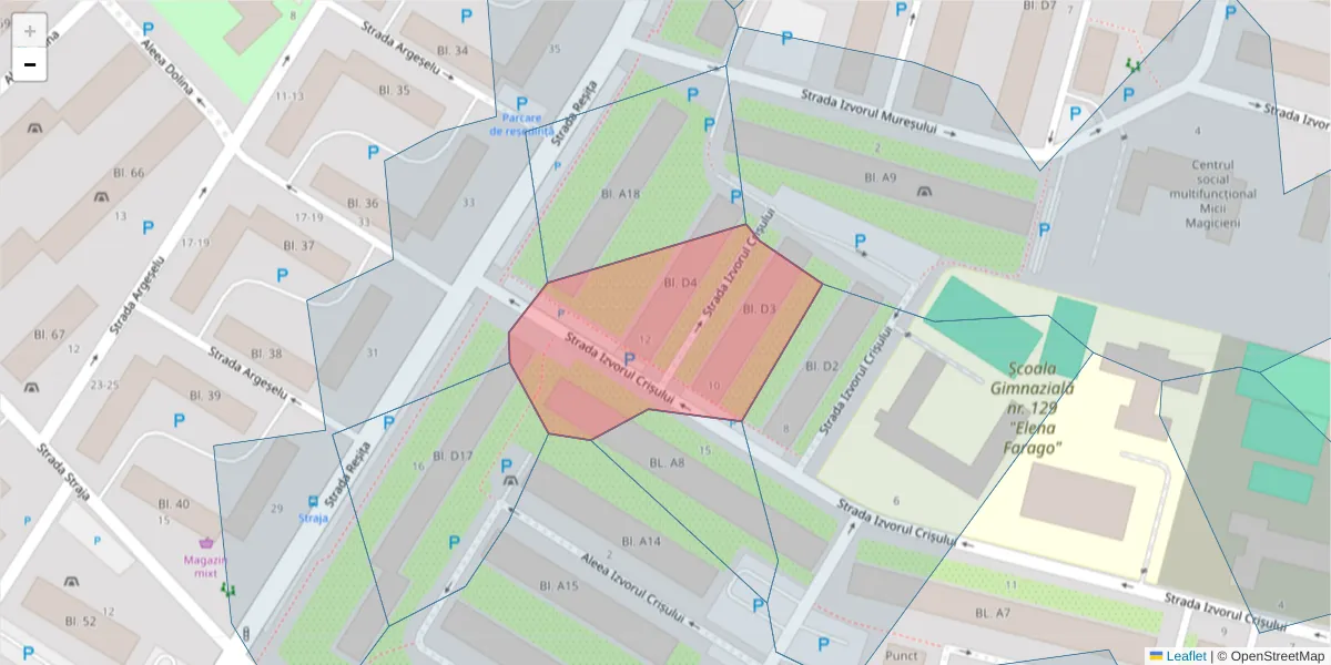 Hartă a codului poștal  și a codurilor poștale învecinate