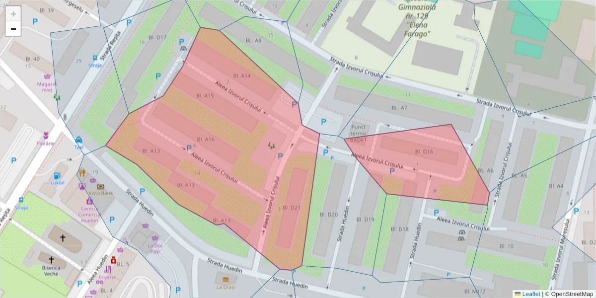 Hartă a codului poștal  și a codurilor poștale învecinate