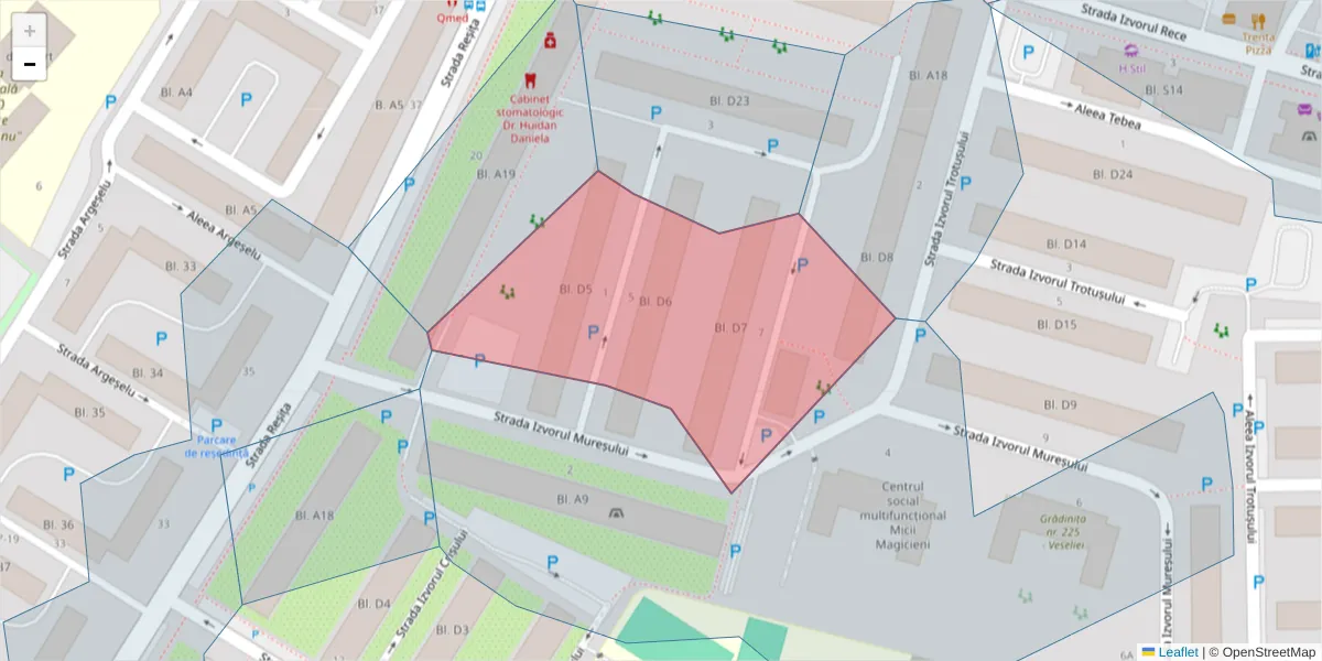 Hartă a codului poștal  și a codurilor poștale învecinate