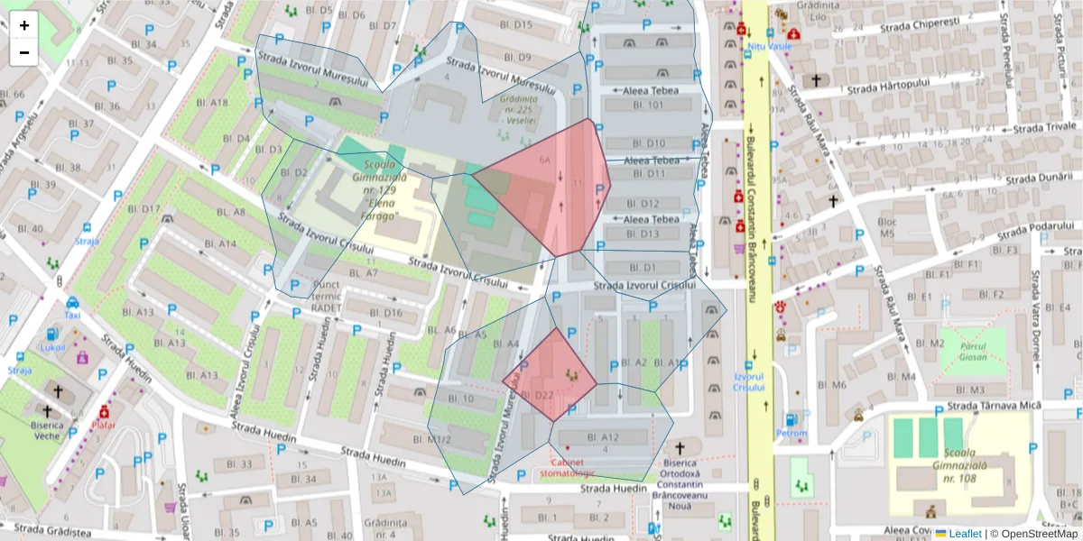 Hartă a codului poștal  și a codurilor poștale învecinate