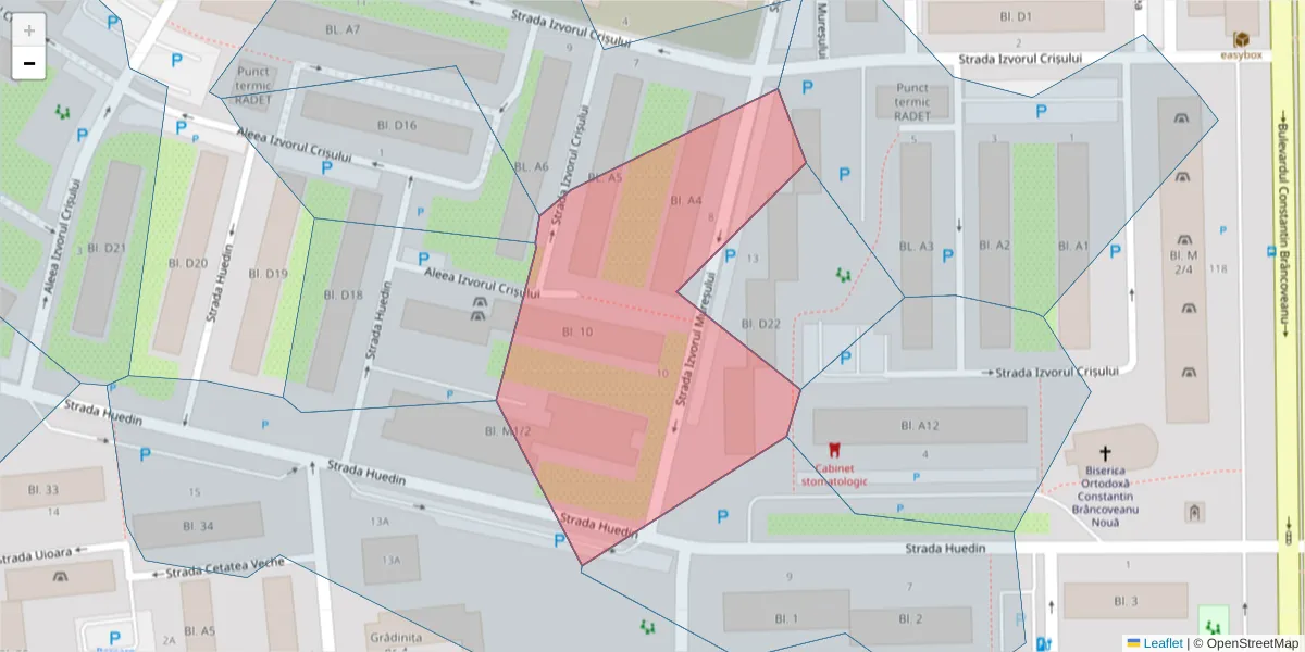 Hartă a codului poștal  și a codurilor poștale învecinate