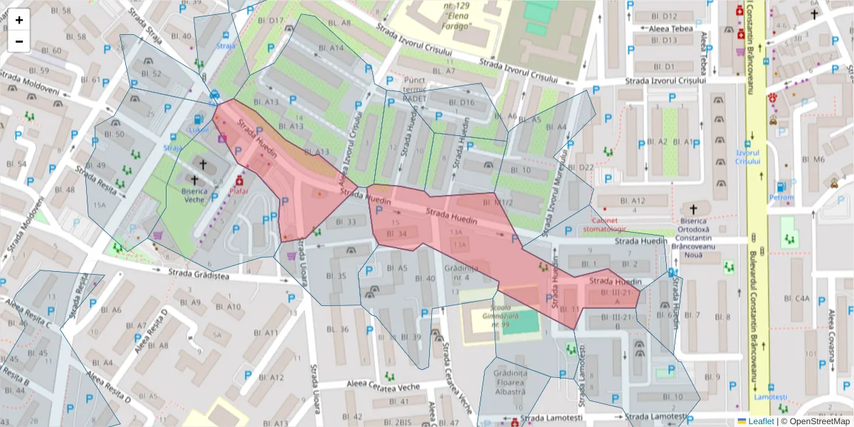 Hartă a codului poștal  și a codurilor poștale învecinate