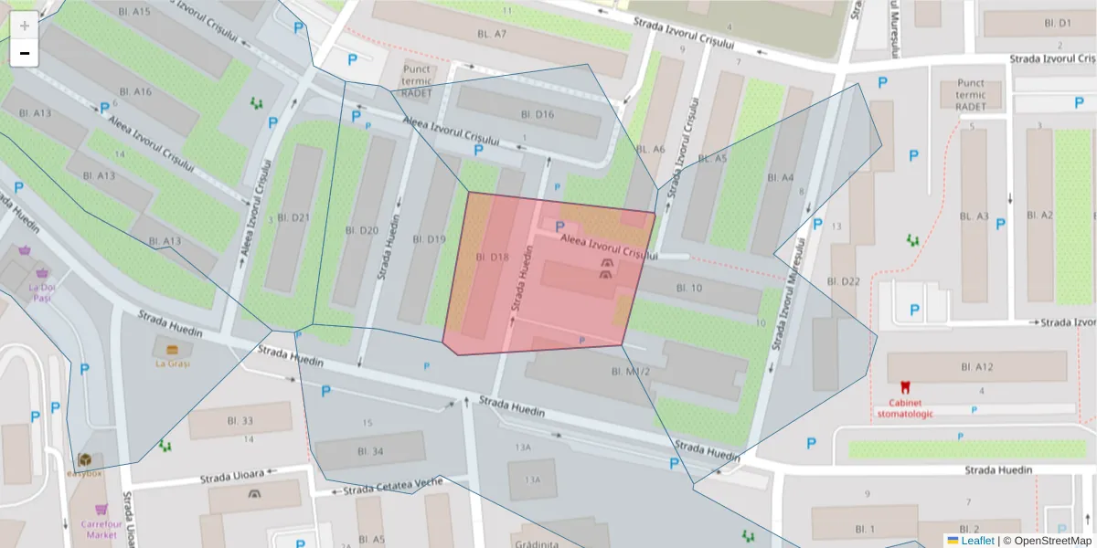 Hartă a codului poștal  și a codurilor poștale învecinate
