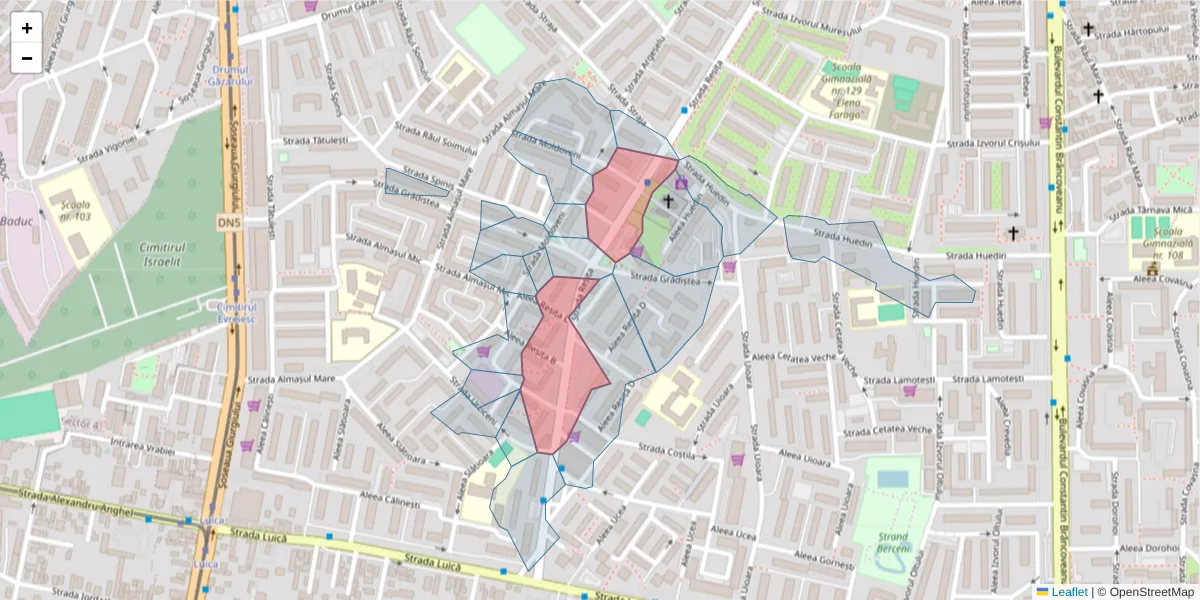 Hartă a codului poștal  și a codurilor poștale învecinate