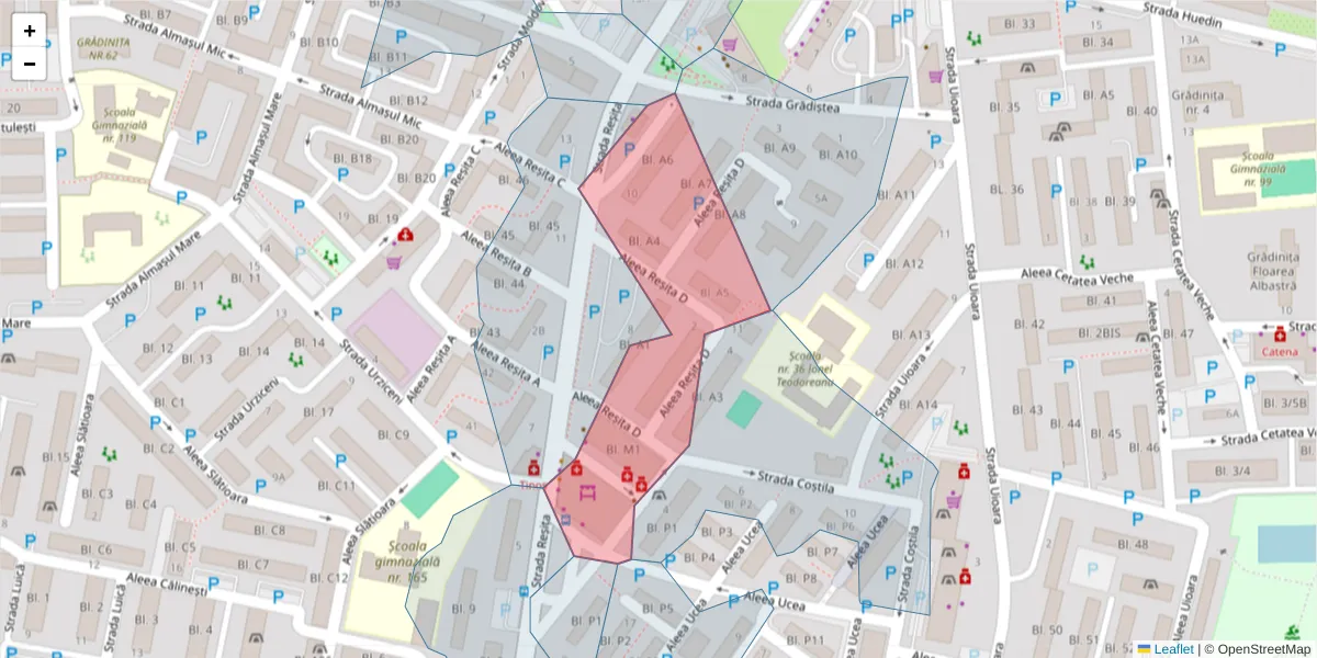 Hartă a codului poștal  și a codurilor poștale învecinate