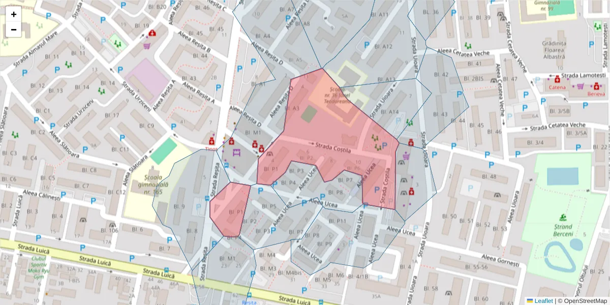 Hartă a codului poștal  și a codurilor poștale învecinate