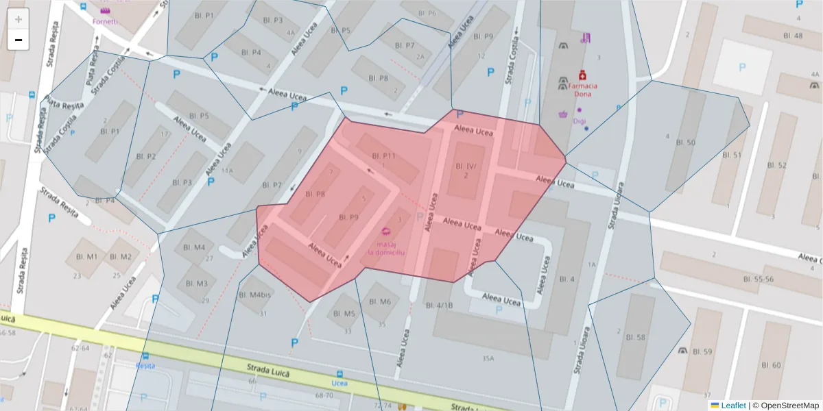 Hartă a codului poștal  și a codurilor poștale învecinate