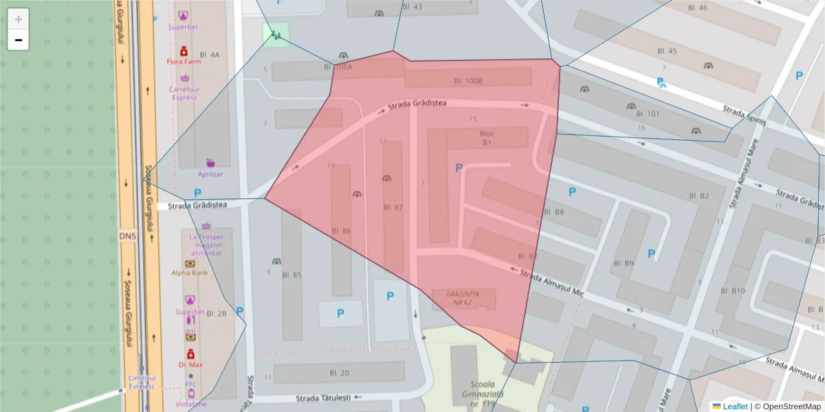 Hartă a codului poștal  și a codurilor poștale învecinate