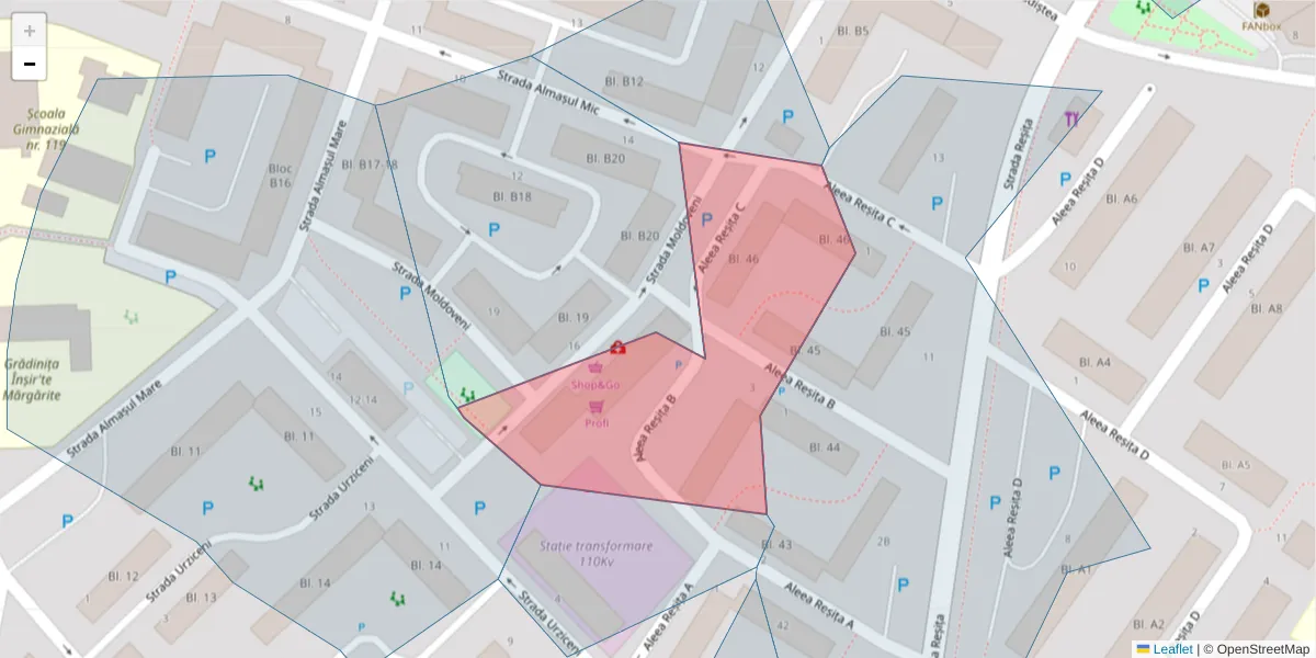 Hartă a codului poștal  și a codurilor poștale învecinate