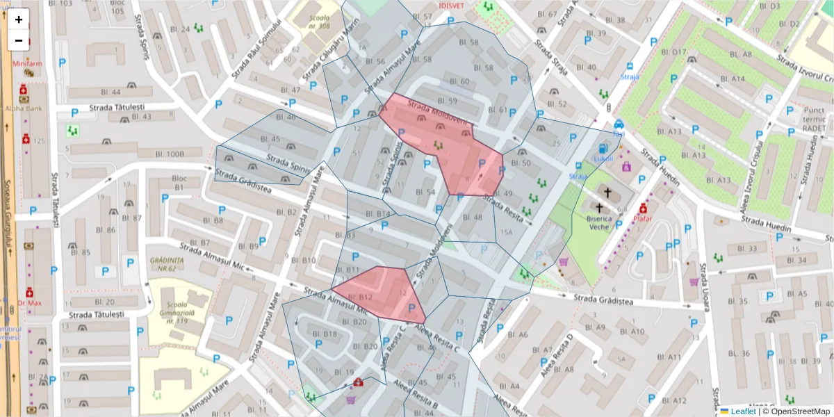 Hartă a codului poștal  și a codurilor poștale învecinate