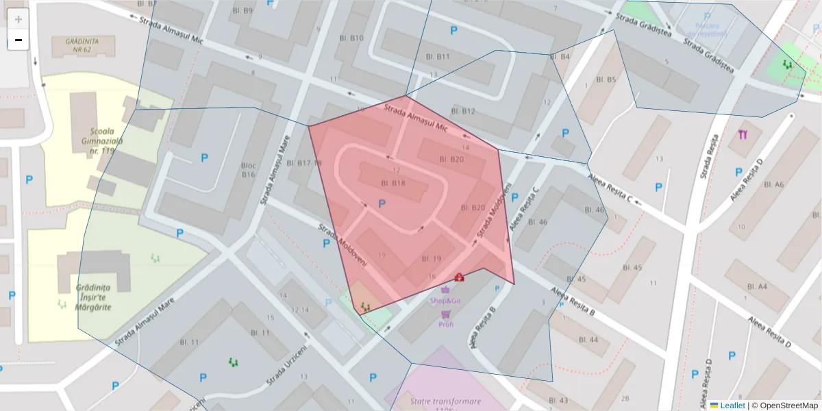 Hartă a codului poștal  și a codurilor poștale învecinate