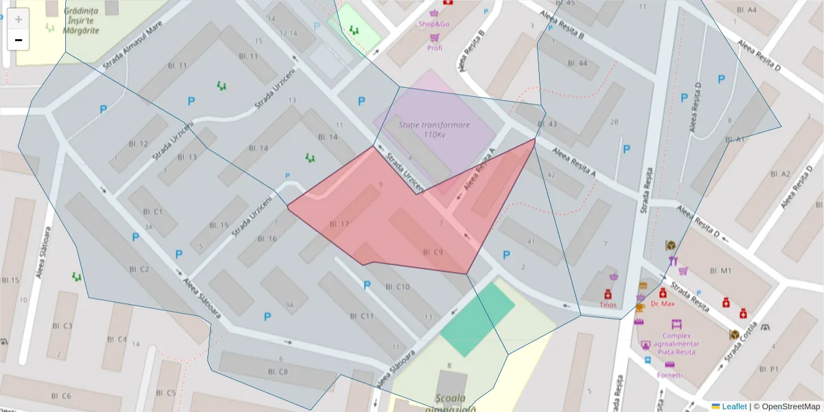 Hartă a codului poștal  și a codurilor poștale învecinate