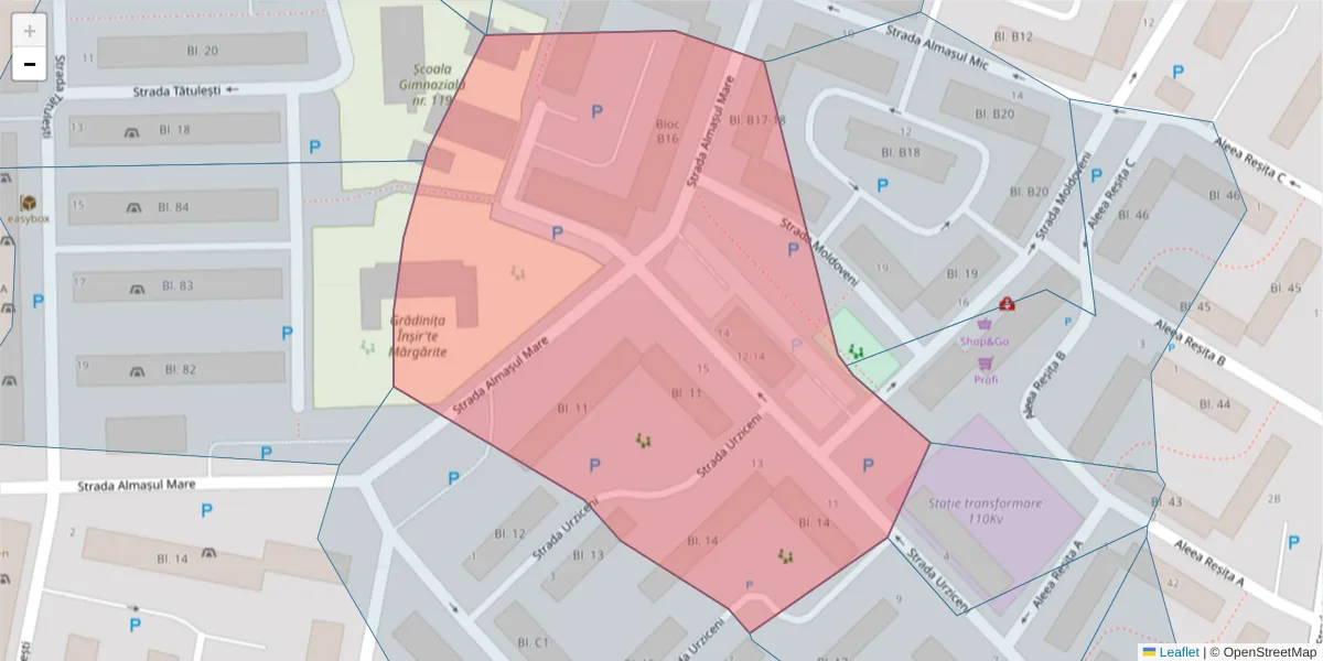 Hartă a codului poștal  și a codurilor poștale învecinate