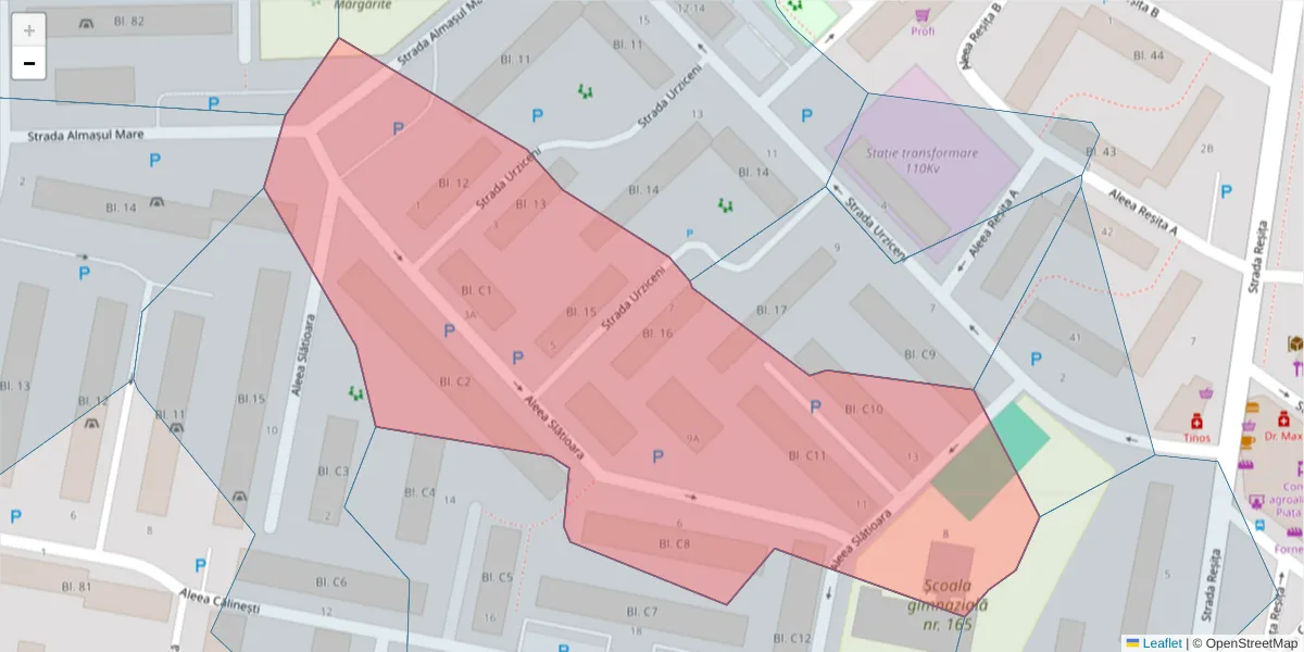 Hartă a codului poștal  și a codurilor poștale învecinate