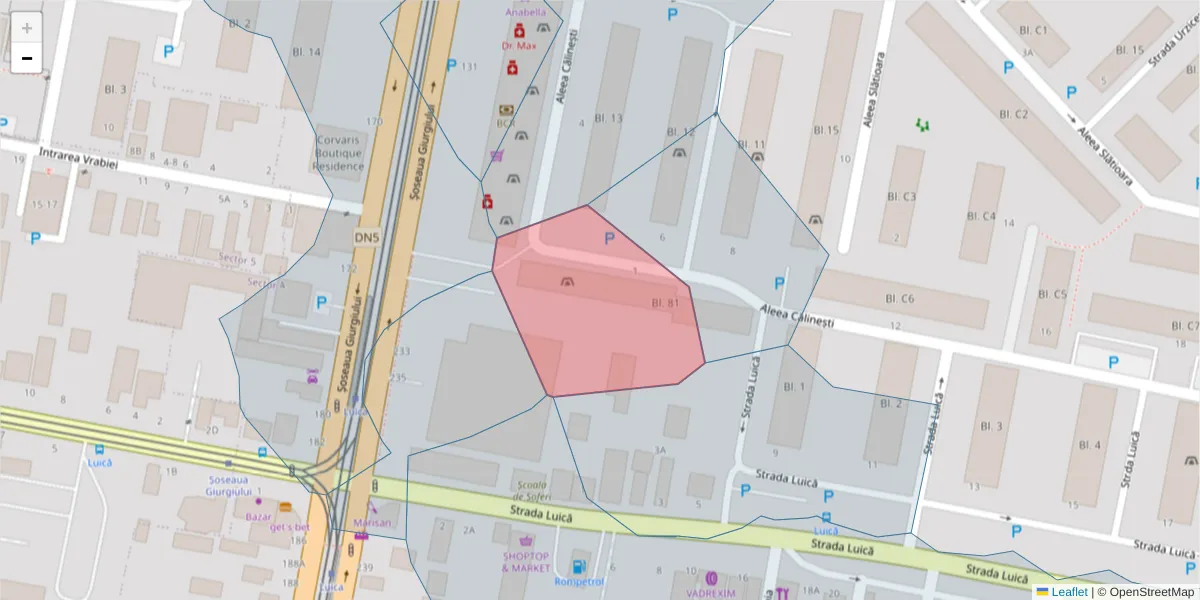 Hartă a codului poștal  și a codurilor poștale învecinate