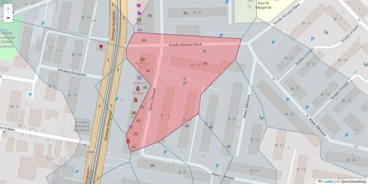 Hartă a codului poștal  și a codurilor poștale învecinate