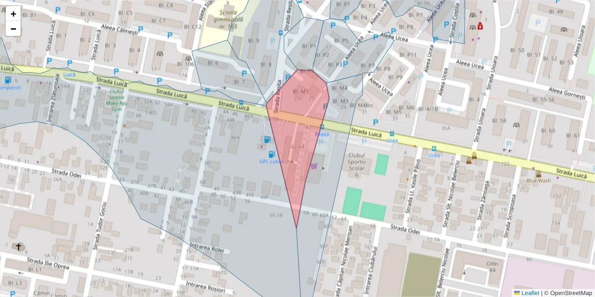 Hartă a codului poștal  și a codurilor poștale învecinate