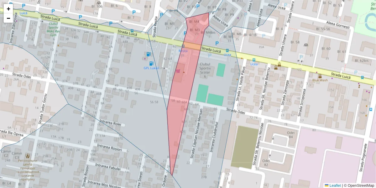 Hartă a codului poștal  și a codurilor poștale învecinate
