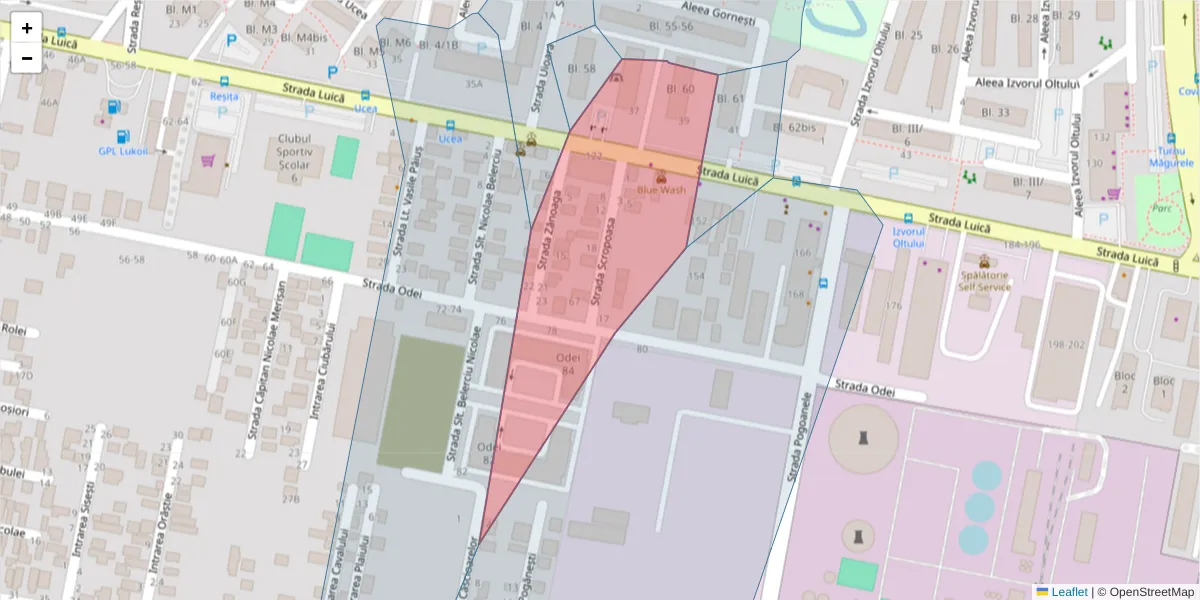 Hartă a codului poștal  și a codurilor poștale învecinate