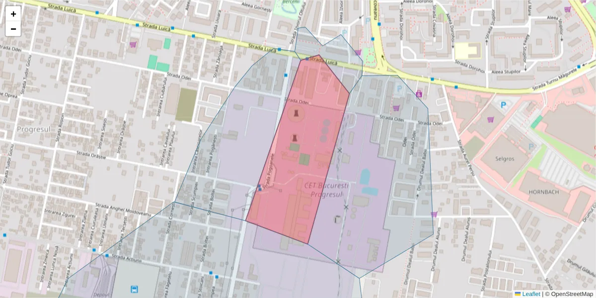 Hartă a codului poștal  și a codurilor poștale învecinate